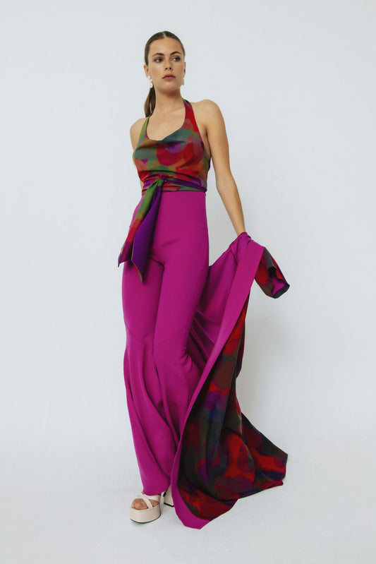 Pantalón recto Mercedes Morado.