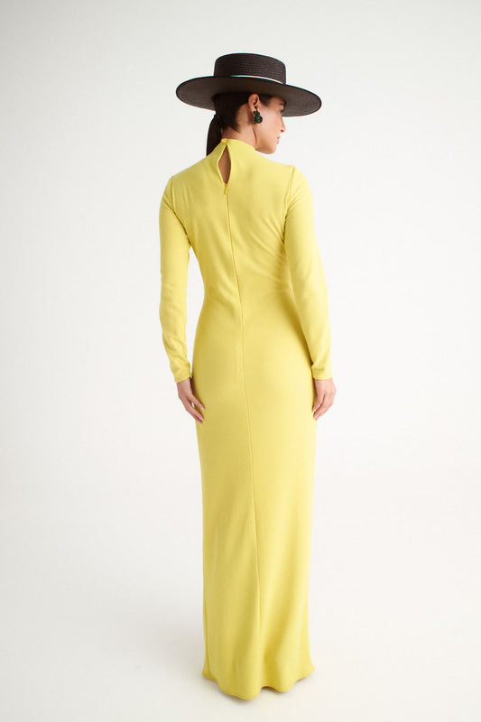 Vestido invitada largo amarillo