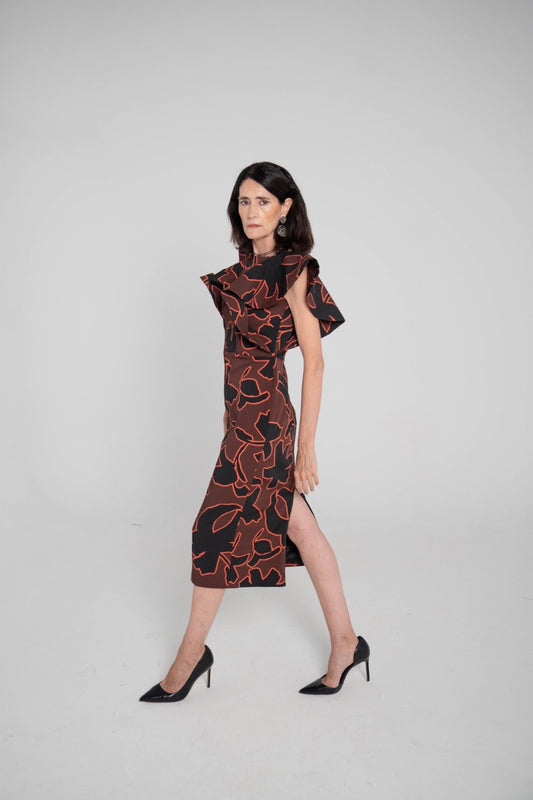 Vestido estampado floral Chocolate