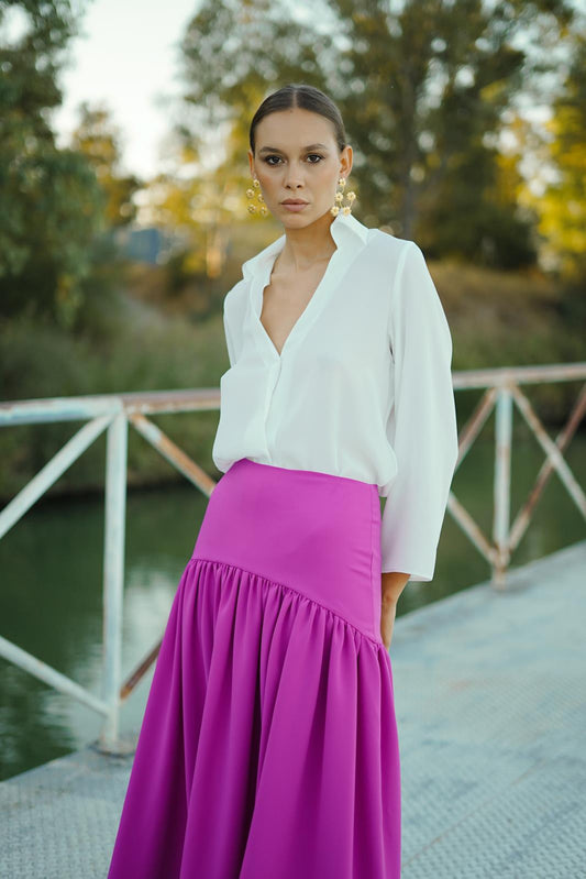 Blusa de Invitada en Gasa Blanca MARCHITA