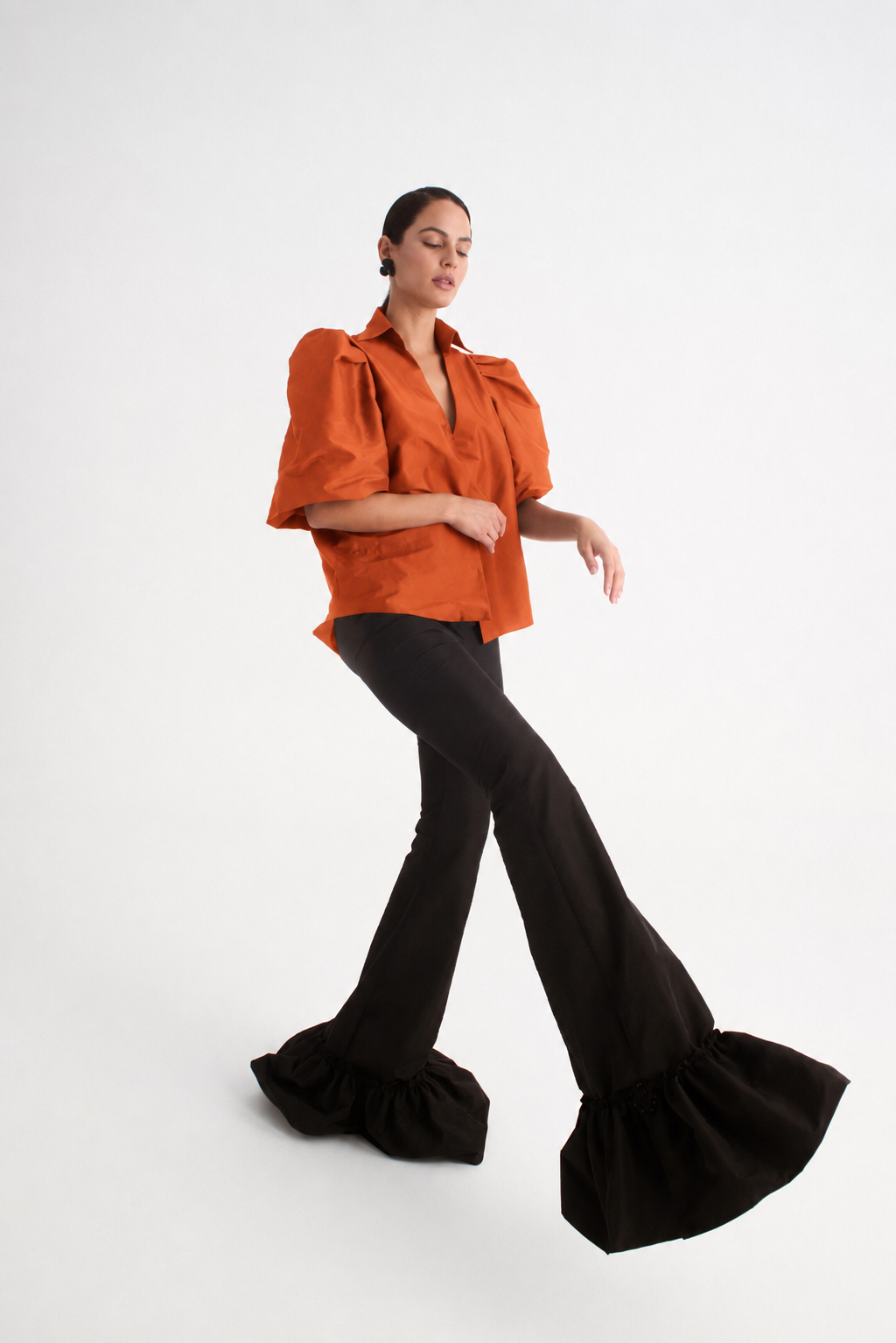 Chaqueta o blusa de tafeta terracota