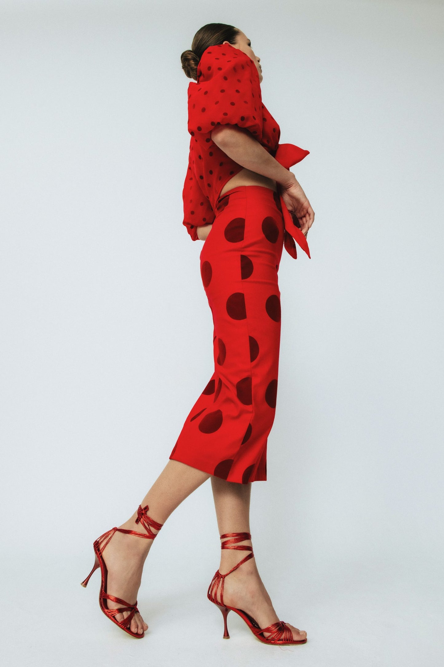Falda de Invitada Midi Macarena Rojo
