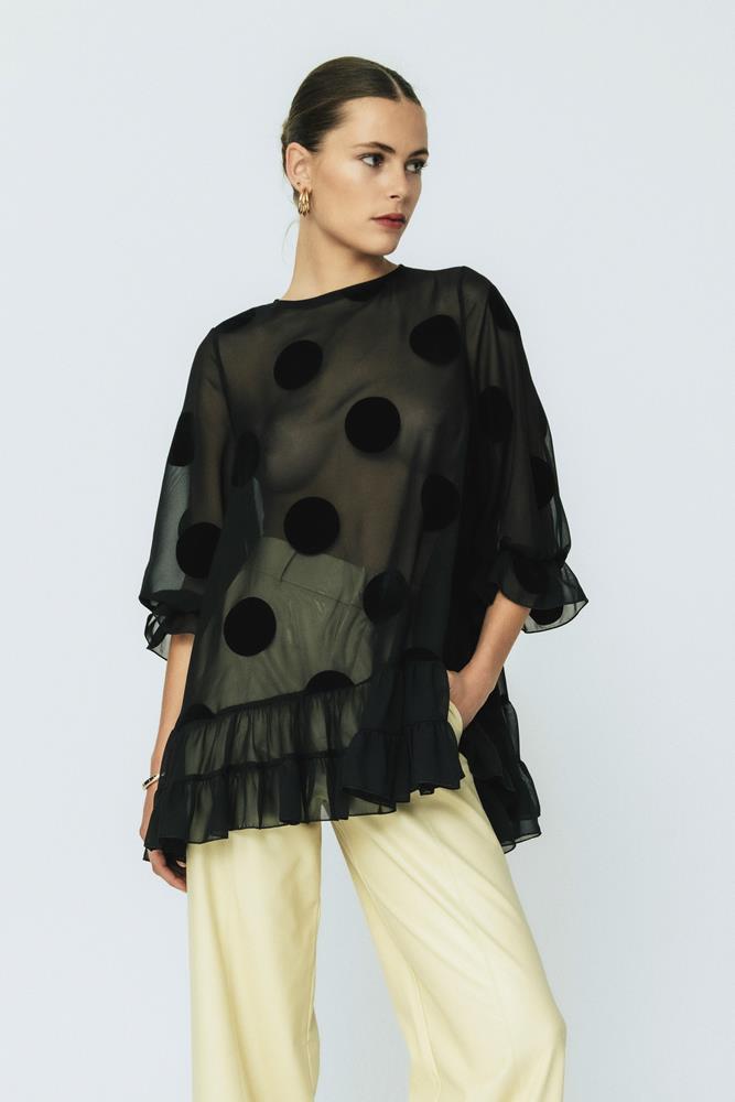 Blusa Lolita Small Negro Gasa Lunar.