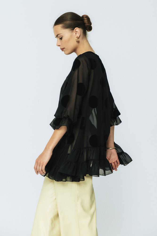 Blusa Lolita Small Negro Gasa Lunar.