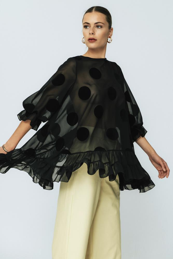 Blusa Lolita Small Negro Gasa Lunar.
