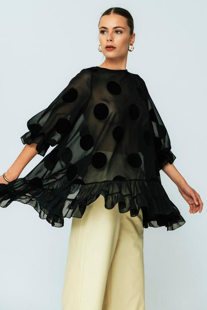 Blusa Lolita Small Negro Gasa Lunar.