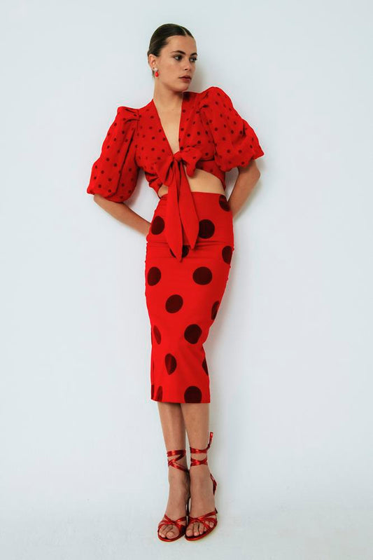 Falda de Invitada Midi Macarena Rojo