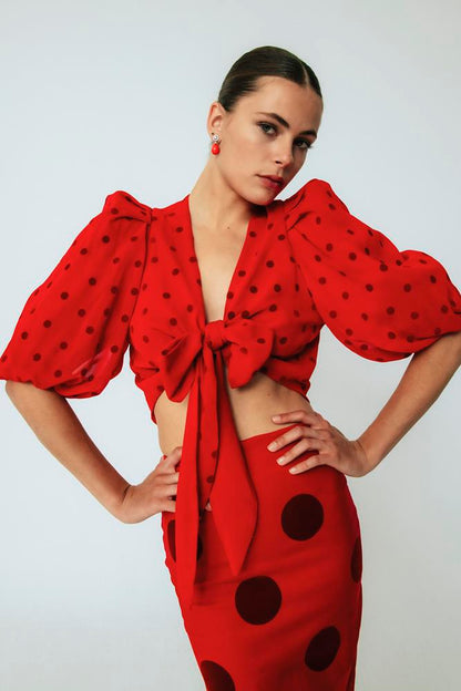 Blusa Flamenca Carmela Rojo