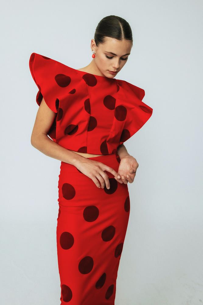 Falda de Invitada Midi Macarena Rojo