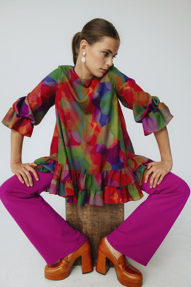 Blusa Flamenca Lolita Small Circulo Morado.