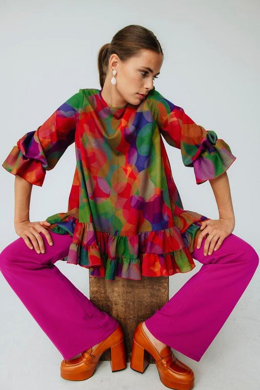 Blusa Flamenca Lolita Small Circulo Morado.