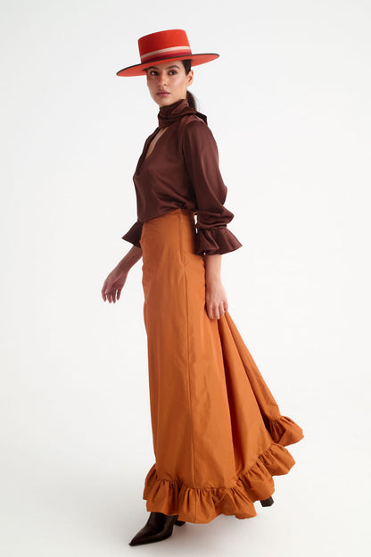 Falda larga amazona terracota