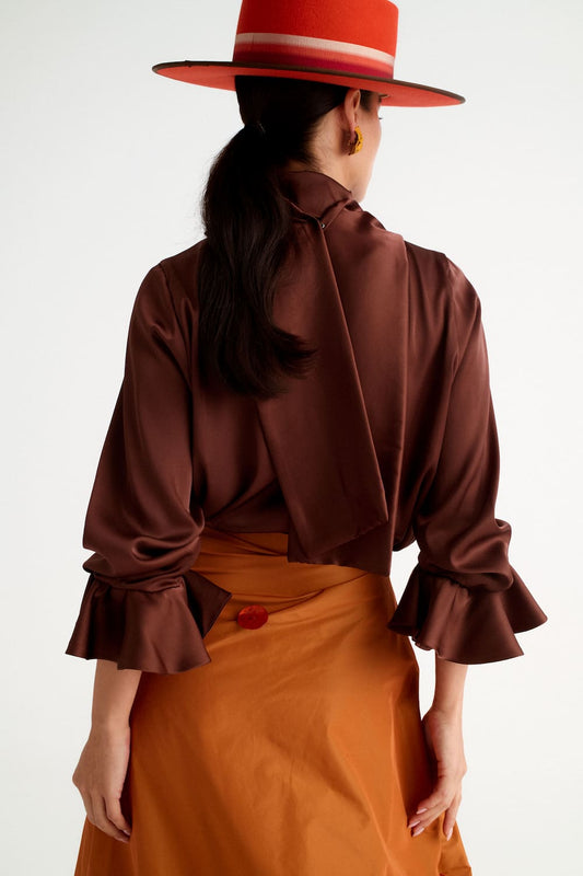Blusa invitada satén modelo Paloma