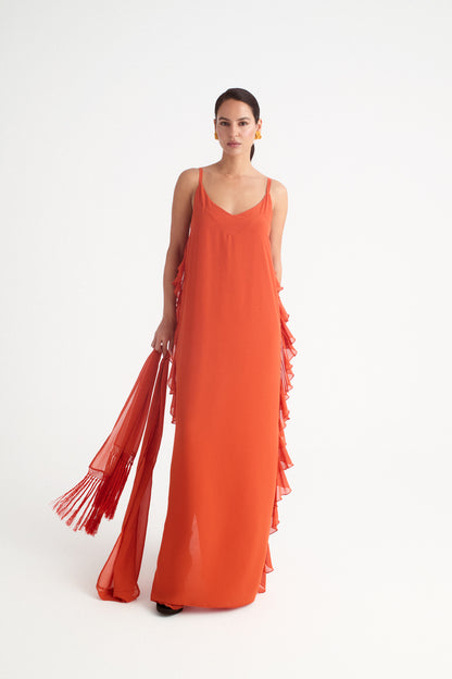 Vestido lencero terracota