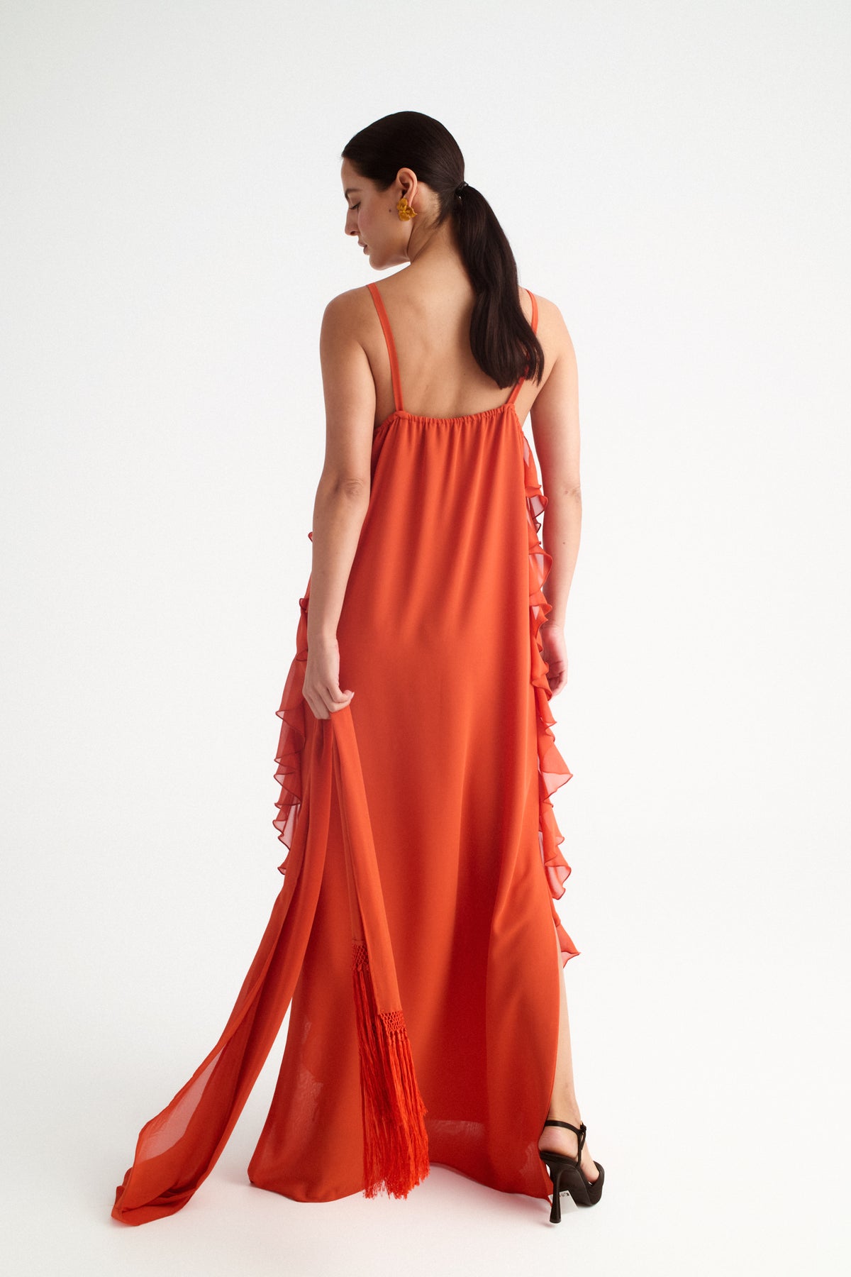 Vestido lencero terracota