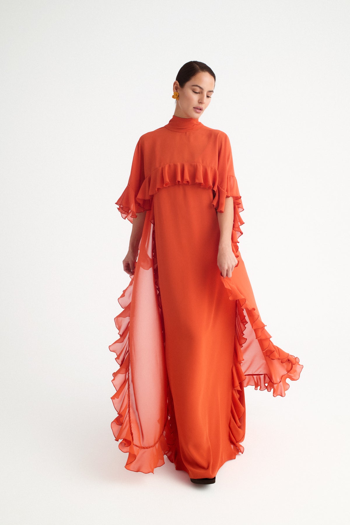 Vestido lencero terracota