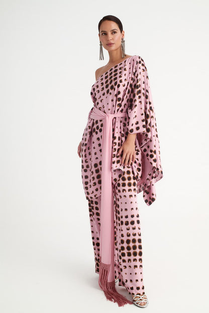 Pantalón invitada rosa nude estampado