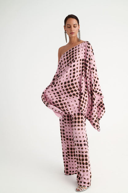Pantalón invitada rosa nude estampado