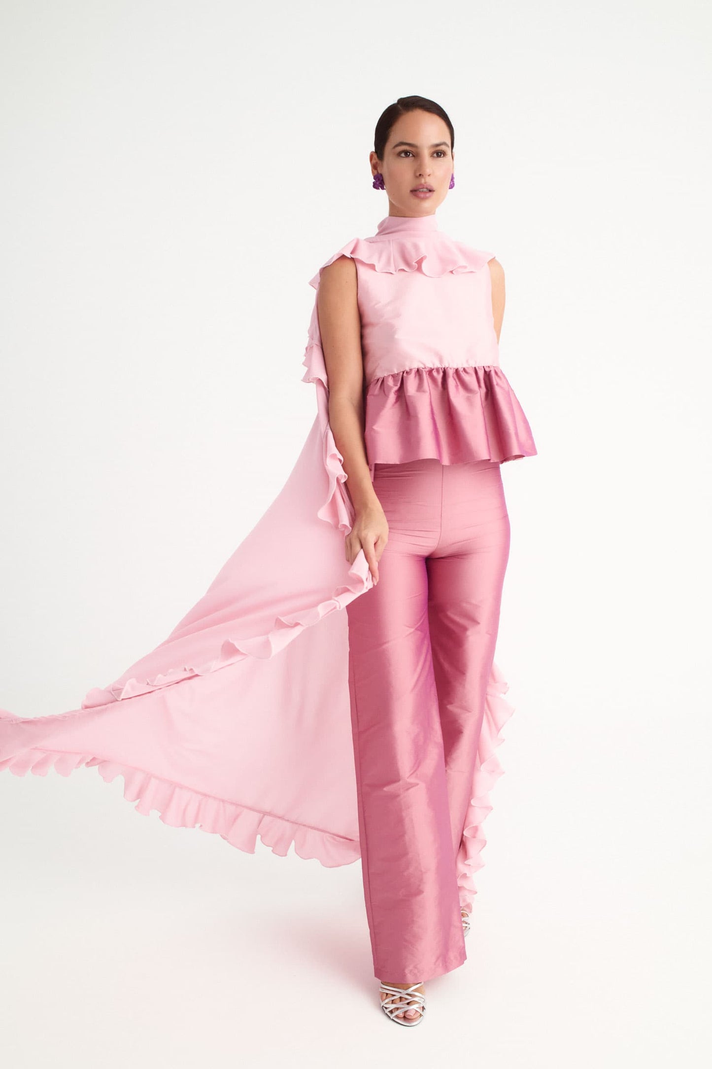 Cuerpo sin mangas modelo Lolita en tafeta rosa