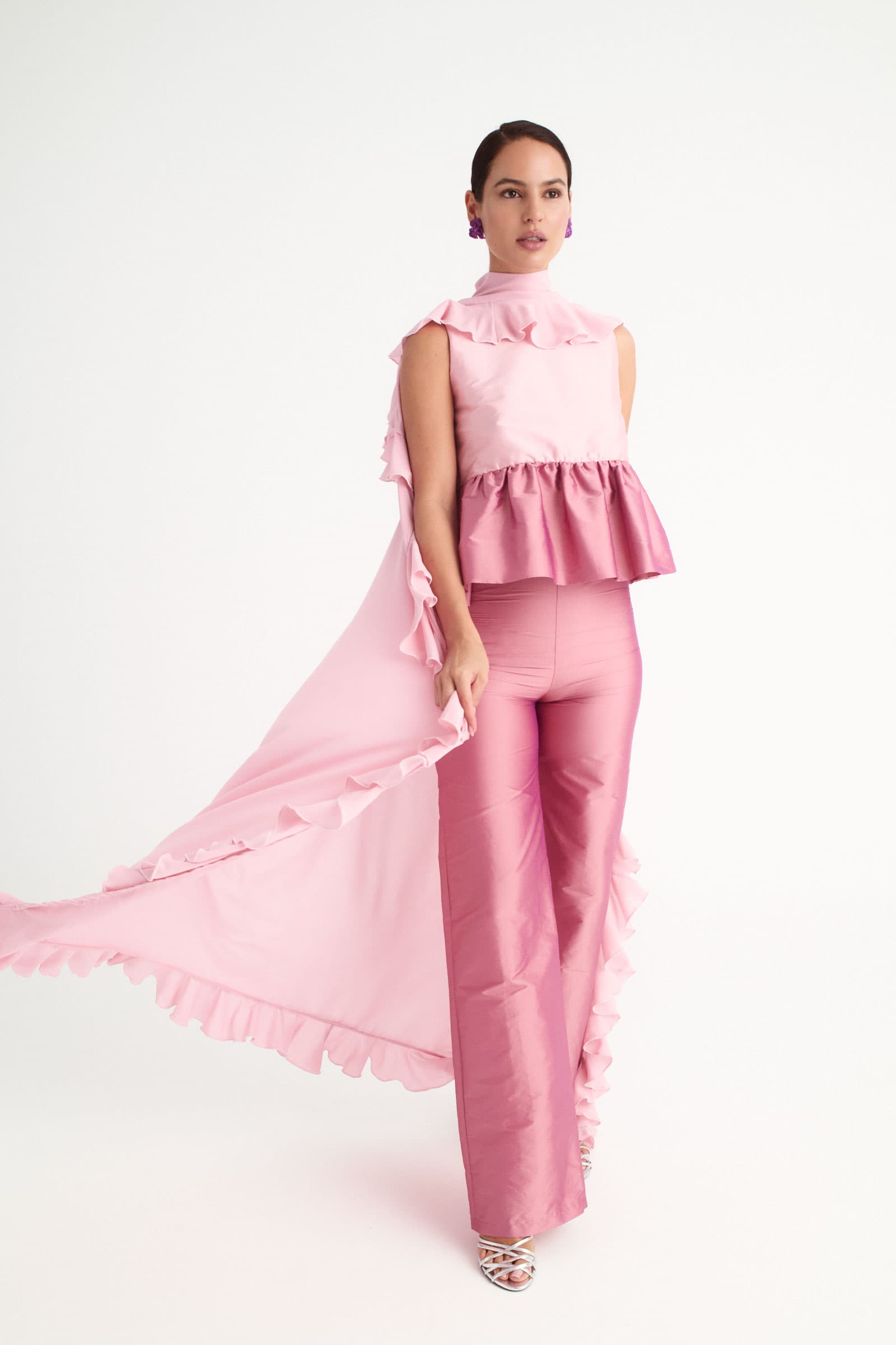 Cuerpo sin mangas modelo Lolita en tafeta rosa