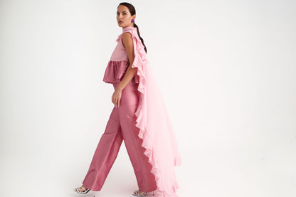 Cuerpo sin mangas modelo Lolita en tafeta rosa