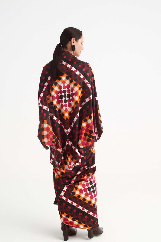 Vestido Shaira estampado geométrico otoñal
