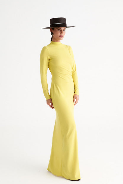 Vestido invitada largo amarillo