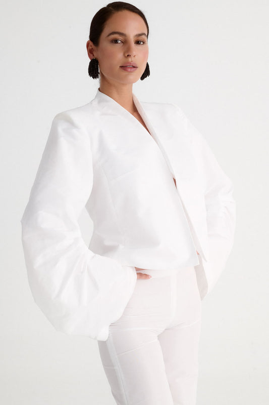 Chaqueta corta blanca de tafetán