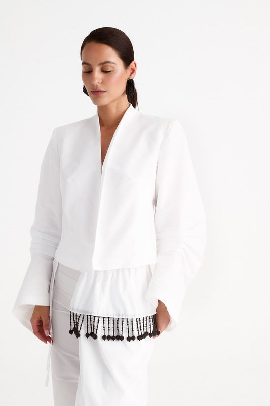 Chaqueta corta blanca de tafetán