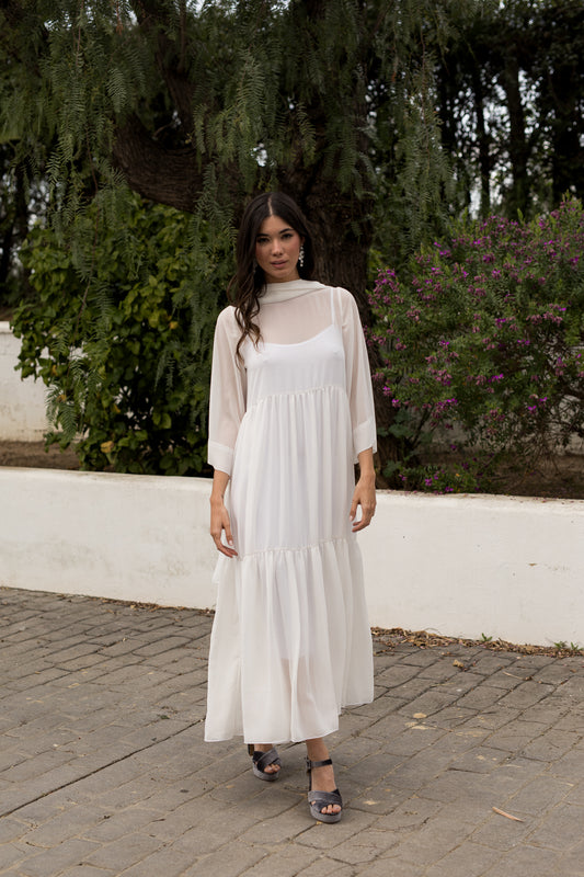 Vestido blanco elegante de invitada Lealtad