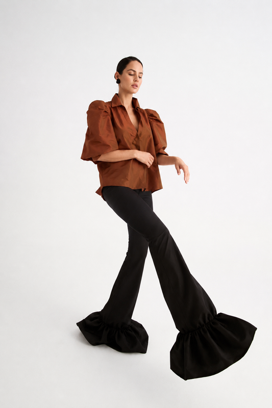 Chaqueta o blusa de tafeta marrón