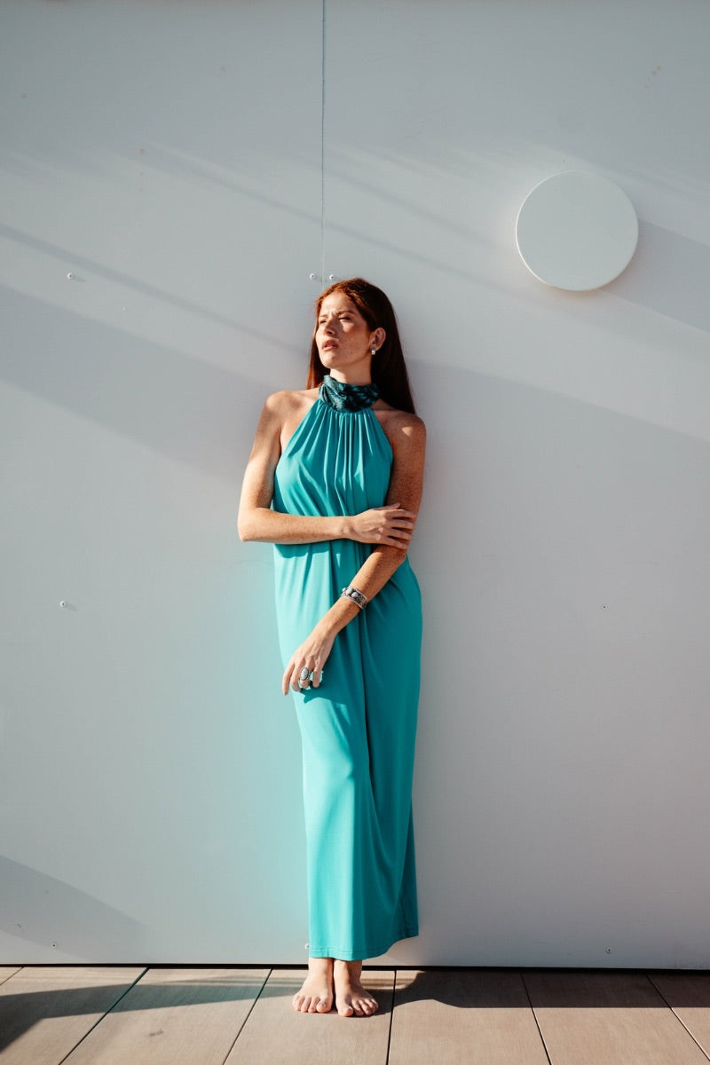Vestido serpiente liso turquesa