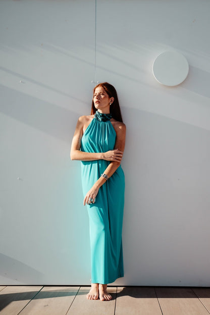 Vestido serpiente liso turquesa