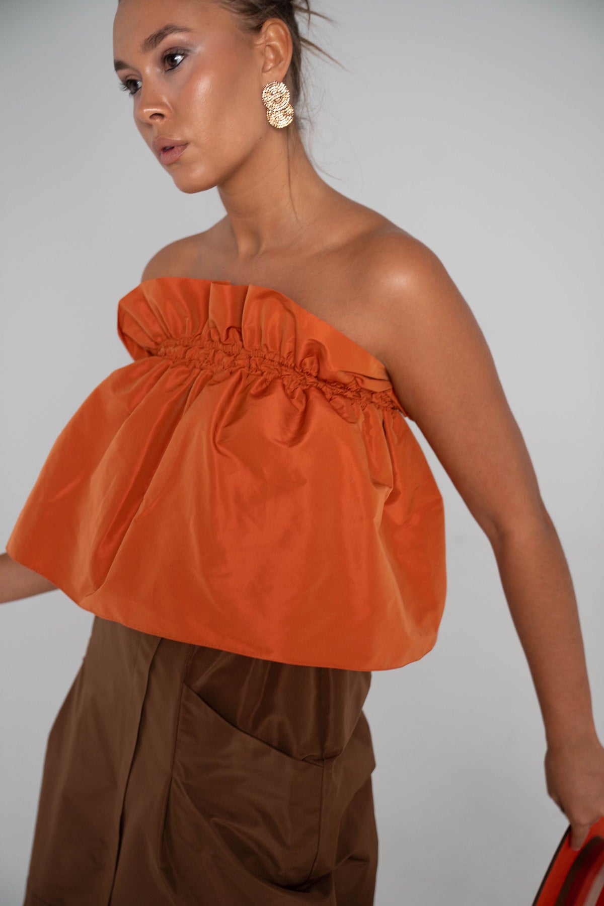 Top fruncido Naranja