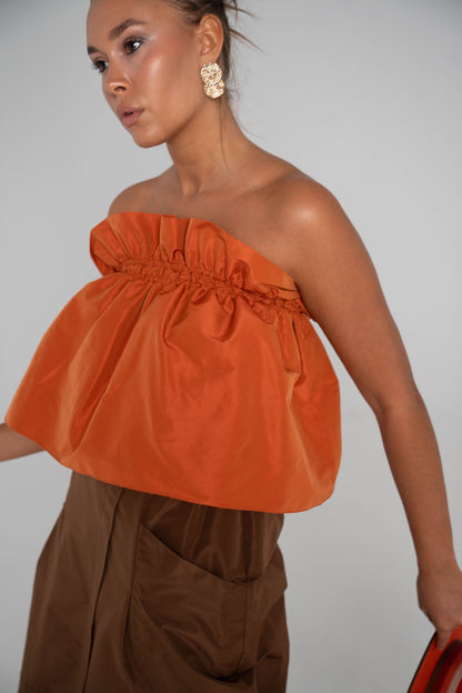 Top fruncido Naranja