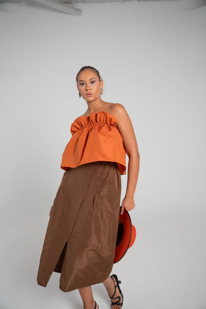 Top fruncido Naranja