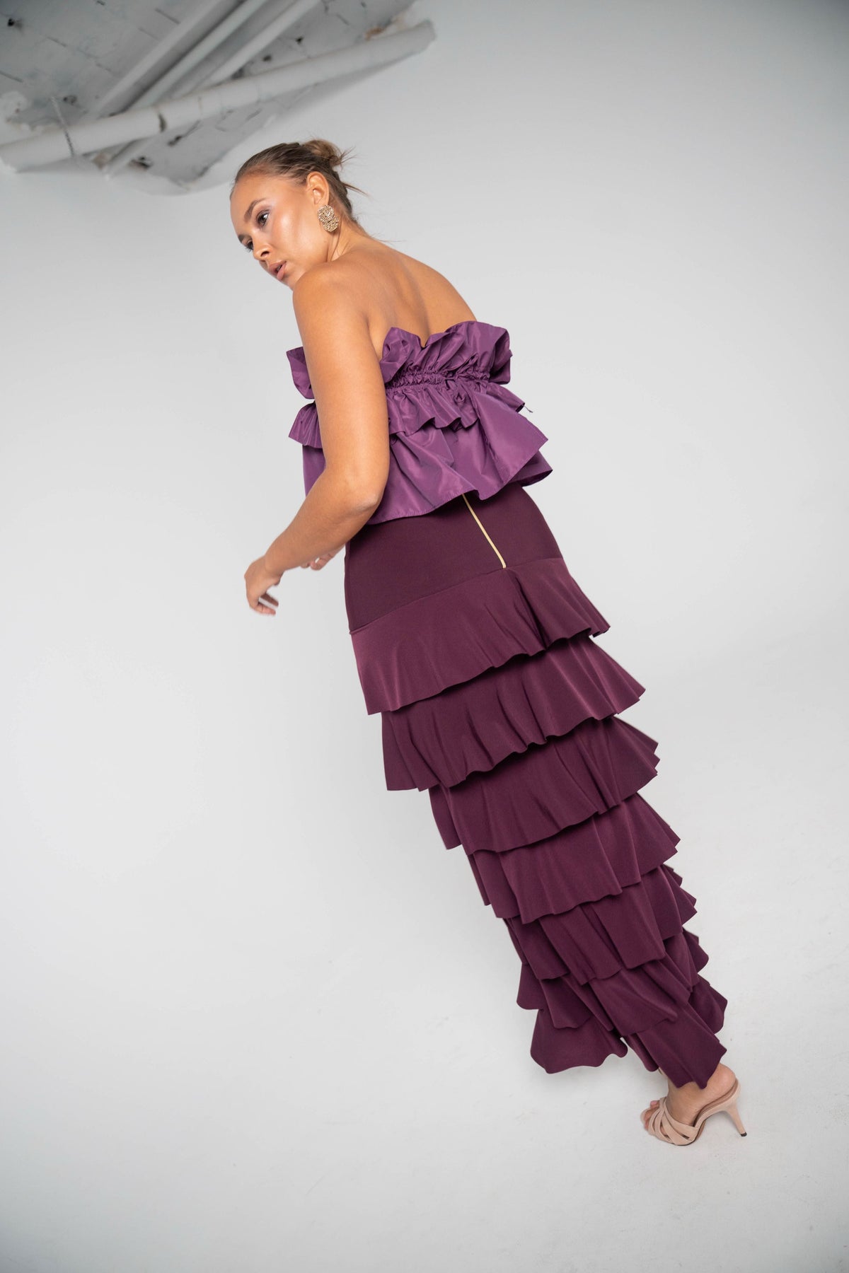 Falda volantes Morada