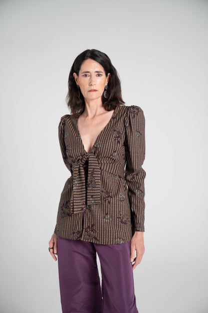 Chaqueta estampada Marrón