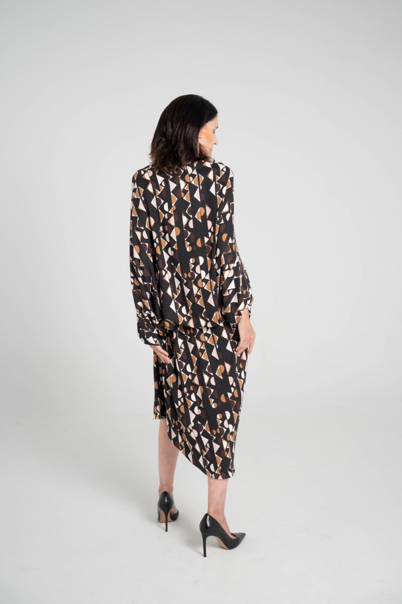 Vestido estampado geométrico Tierra