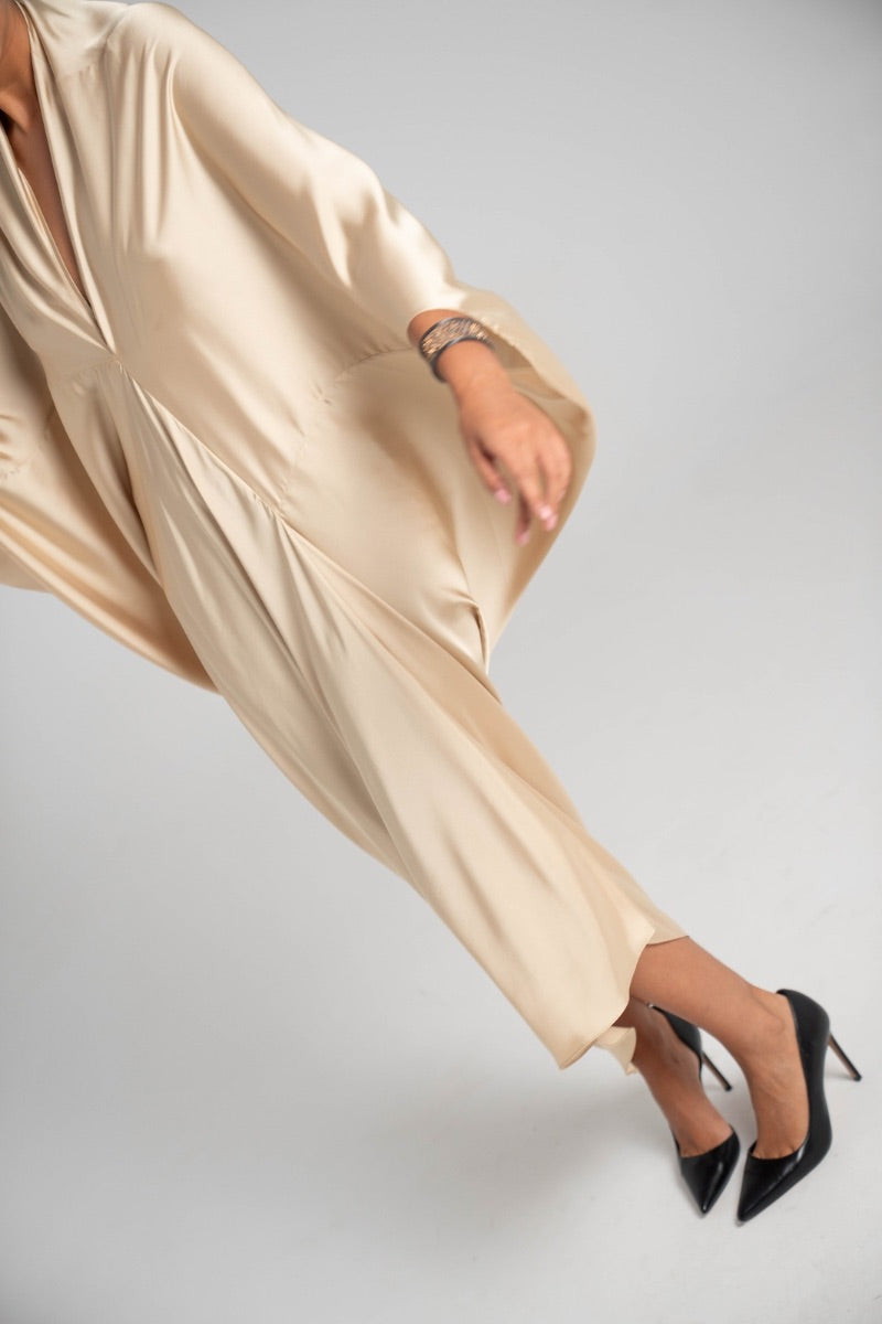 Vestido drapeado Champagne