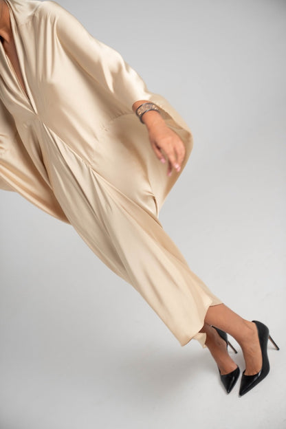 Vestido drapeado Champagne