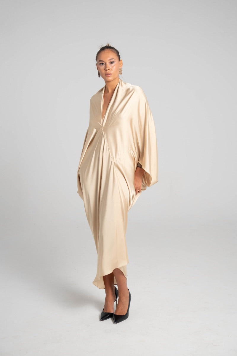 Vestido drapeado Champagne