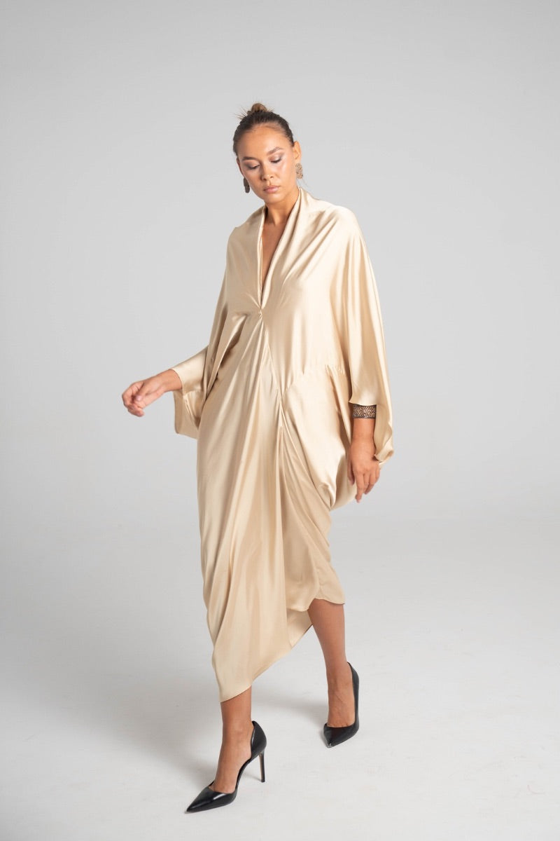 Vestido drapeado Champagne