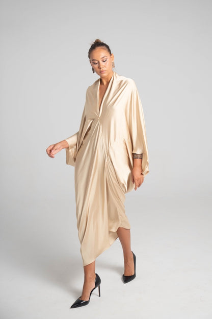 Vestido drapeado Champagne