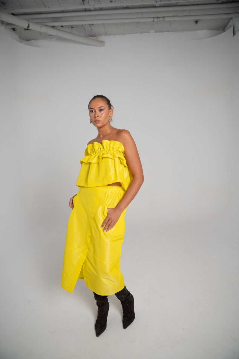 Falda midi Amarilla