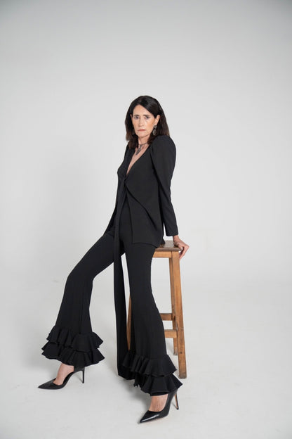 Pantalón de volantes Negro