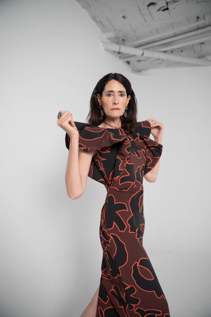 Vestido estampado floral Chocolate