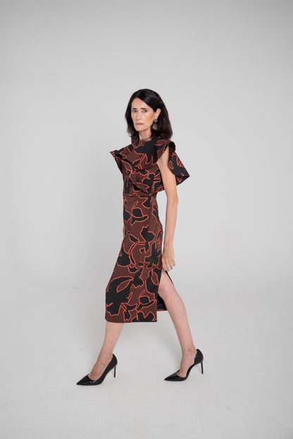 Vestido estampado floral Chocolate