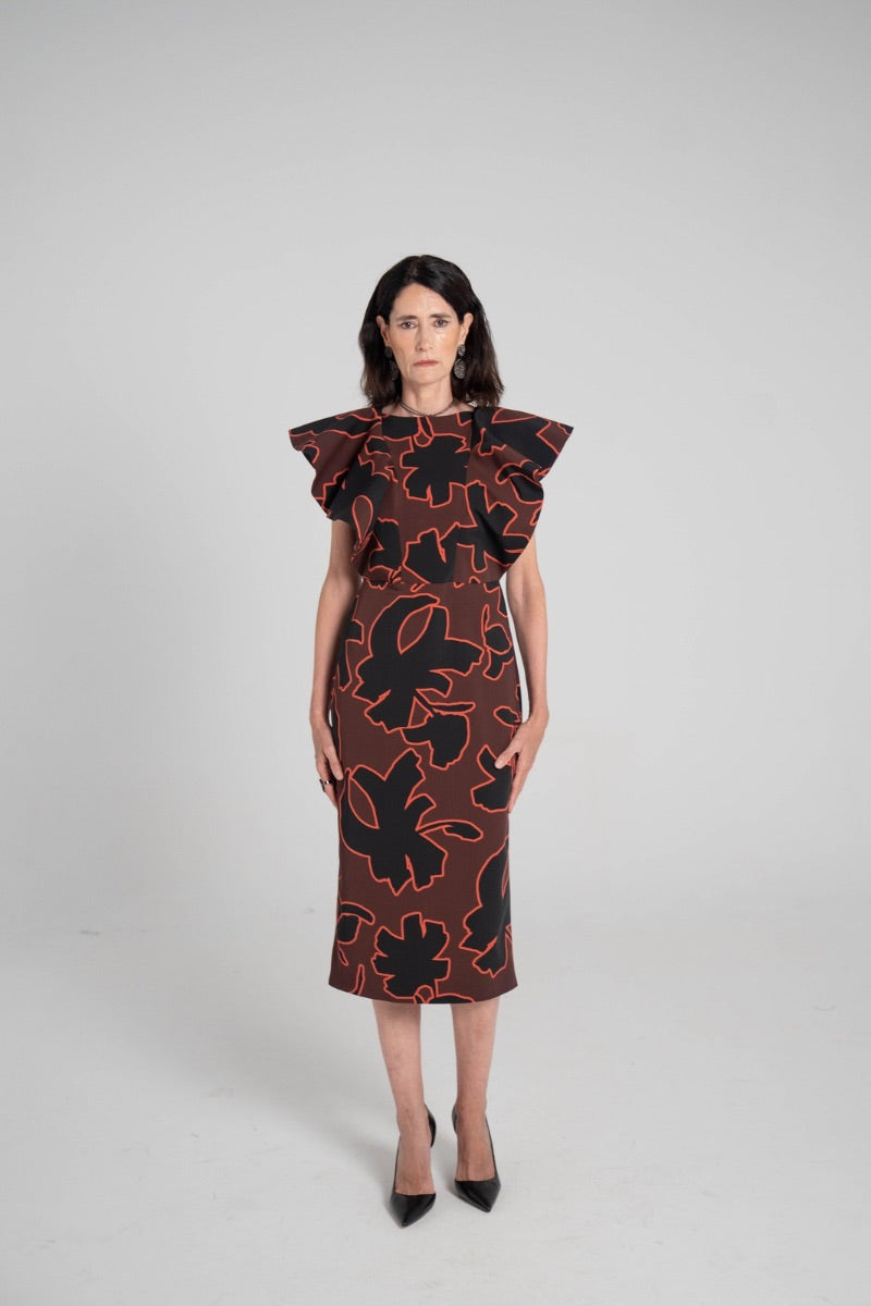 Vestido estampado floral Chocolate