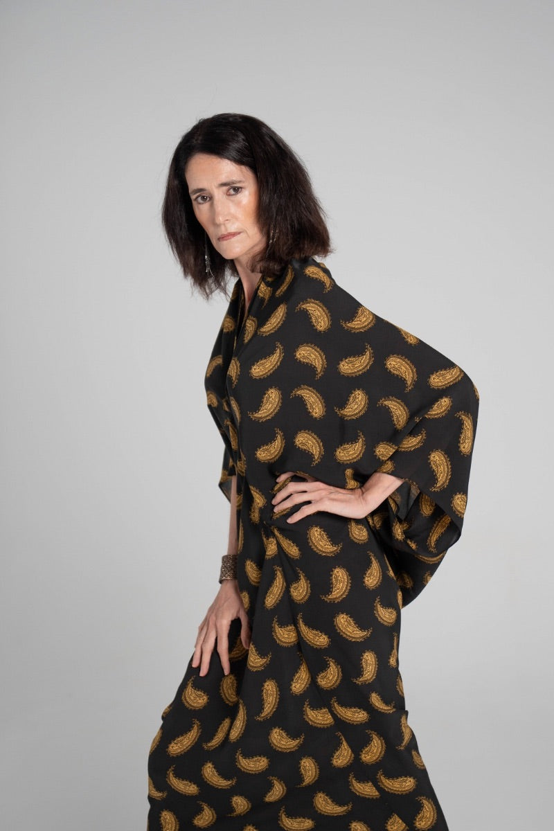Vestido estampado Paisley Negro